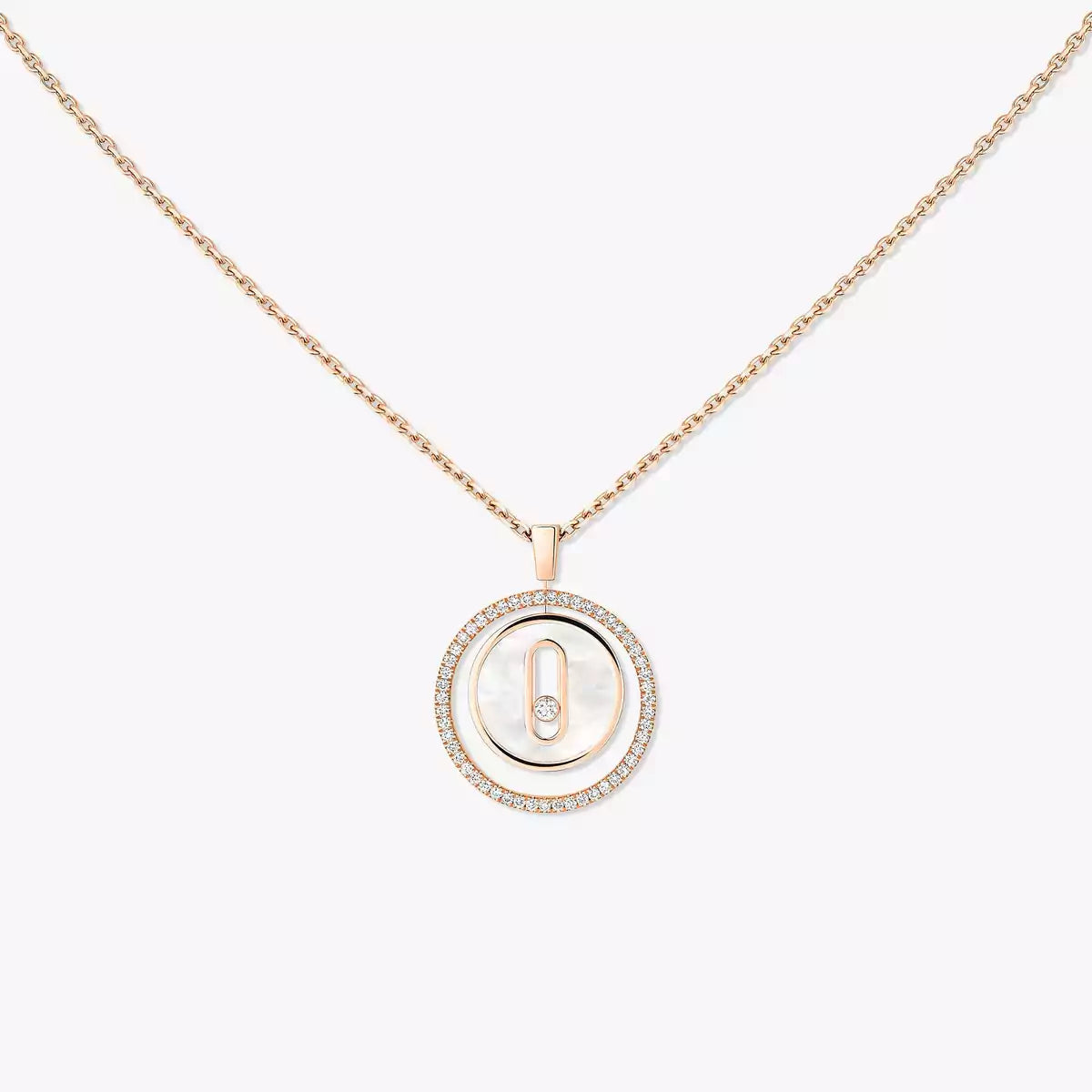 [LUXE]Lucky Move Diamond Necklace in Rose Gold and White Mother-of-Pearl