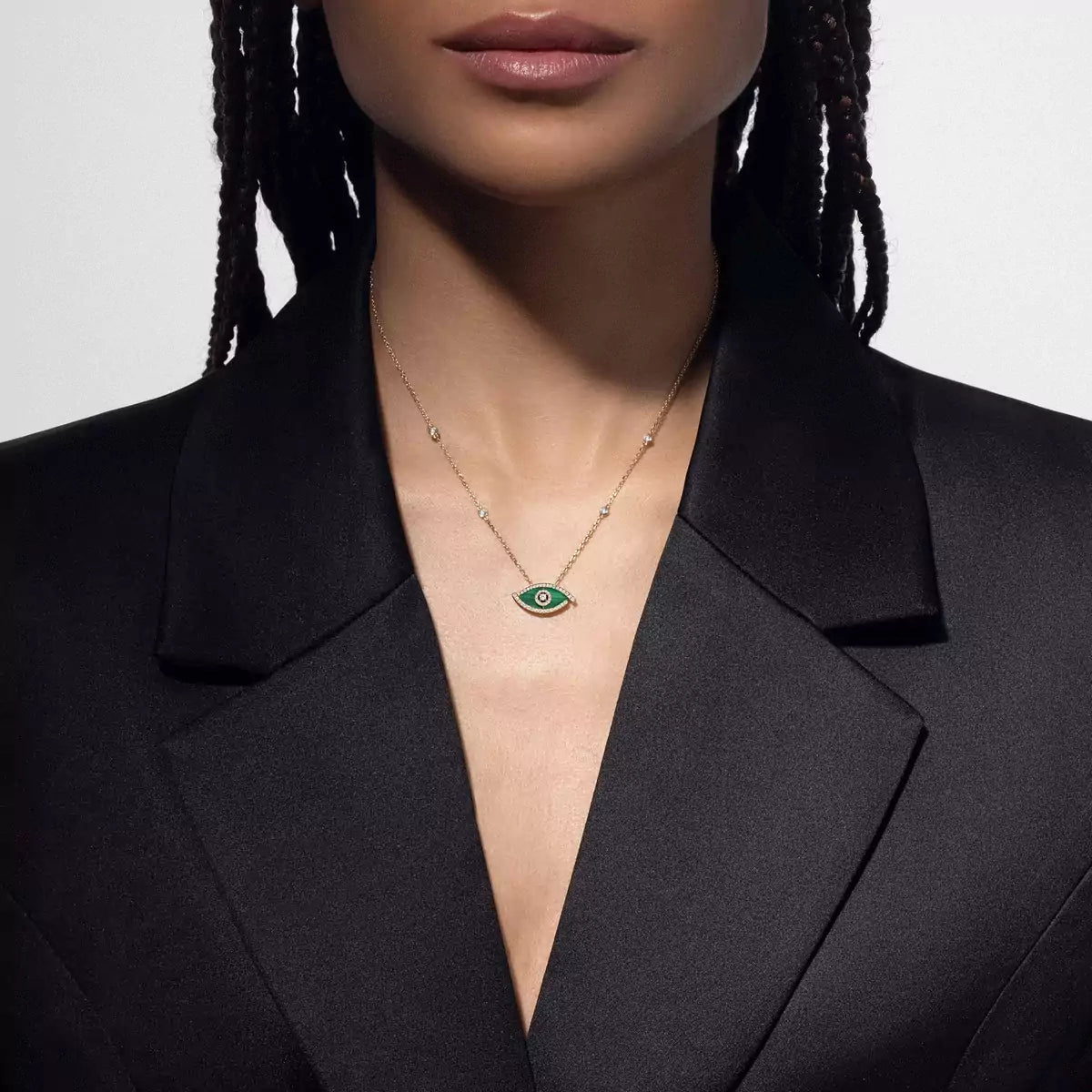 [LUXE]Lucky Eye Diamond Necklace in Rose Gold and Turquoise