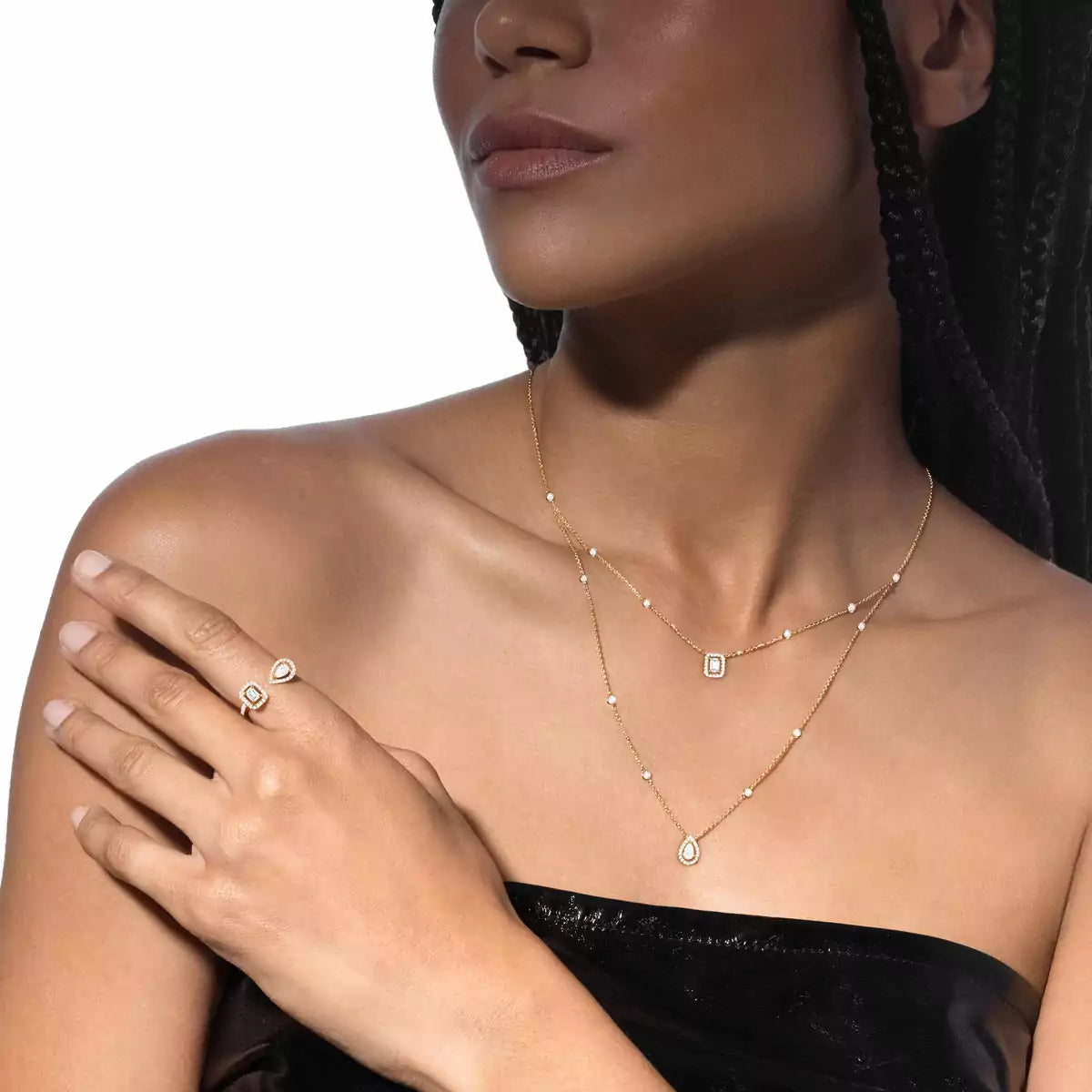 [LUXE]Diamond Necklace My Twin 2 Rows