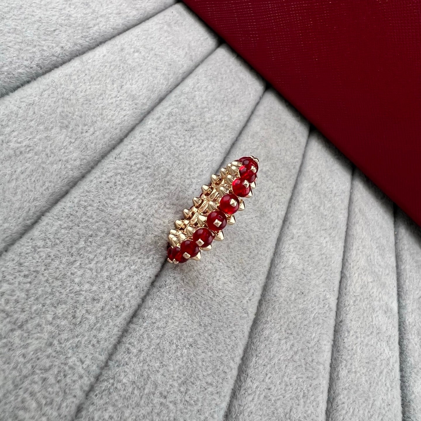 [LUXE]PYRAMID COLORED STONE STUD RING