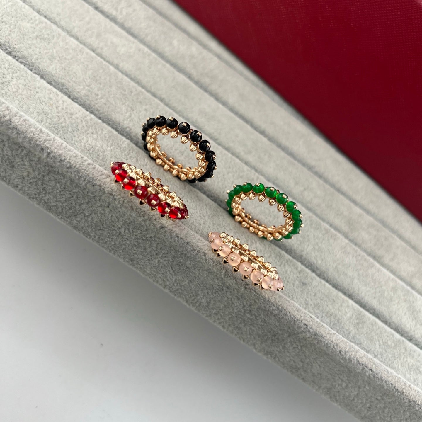 [LUXE]PYRAMID COLORED STONE STUD RING