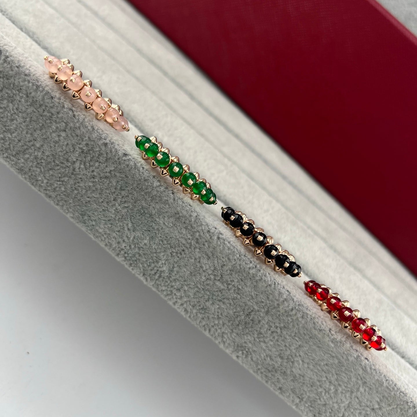 [LUXE]PYRAMID COLORED STONE STUD RING