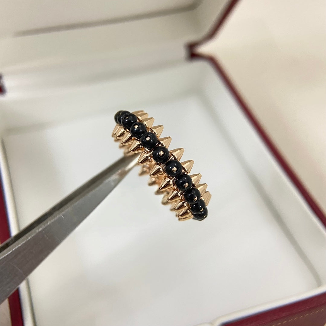 [LUXE]BLACK BEAD STUD RING