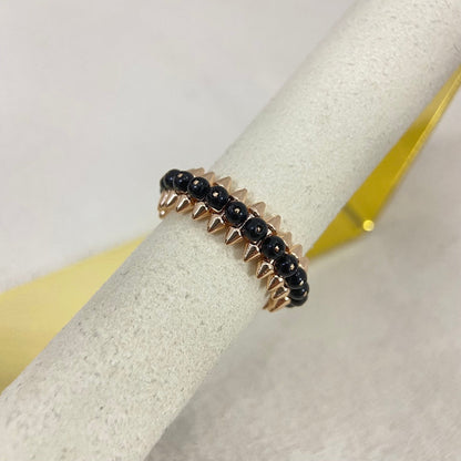 [LUXE]BLACK BEAD STUD RING