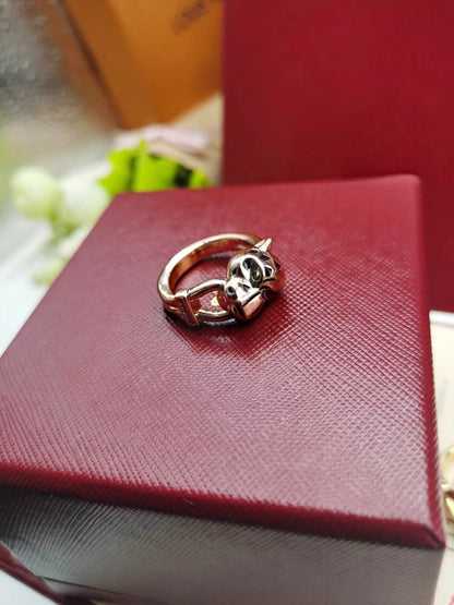 [LUXE]LEOPARD-HEAD LEOPARD-PRINT COUPLE RING