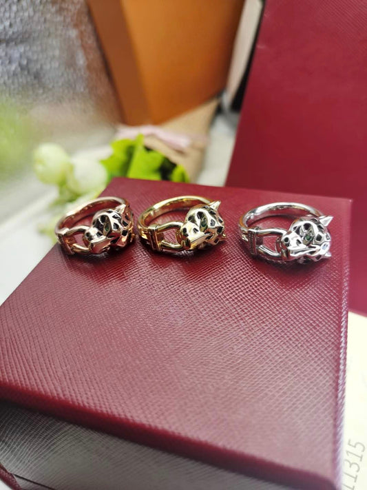 [LUXE]LEOPARD-HEAD LEOPARD-PRINT COUPLE RING