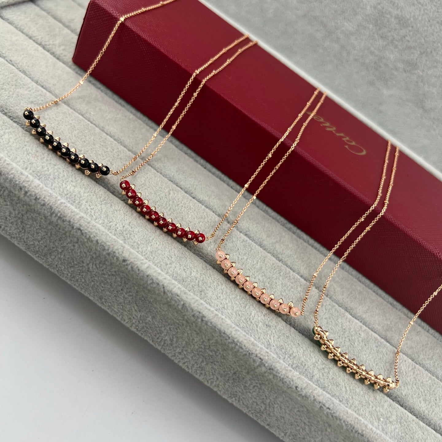 [LUXE]NEW STUD COLORED GEM PENDANT NECKLACE