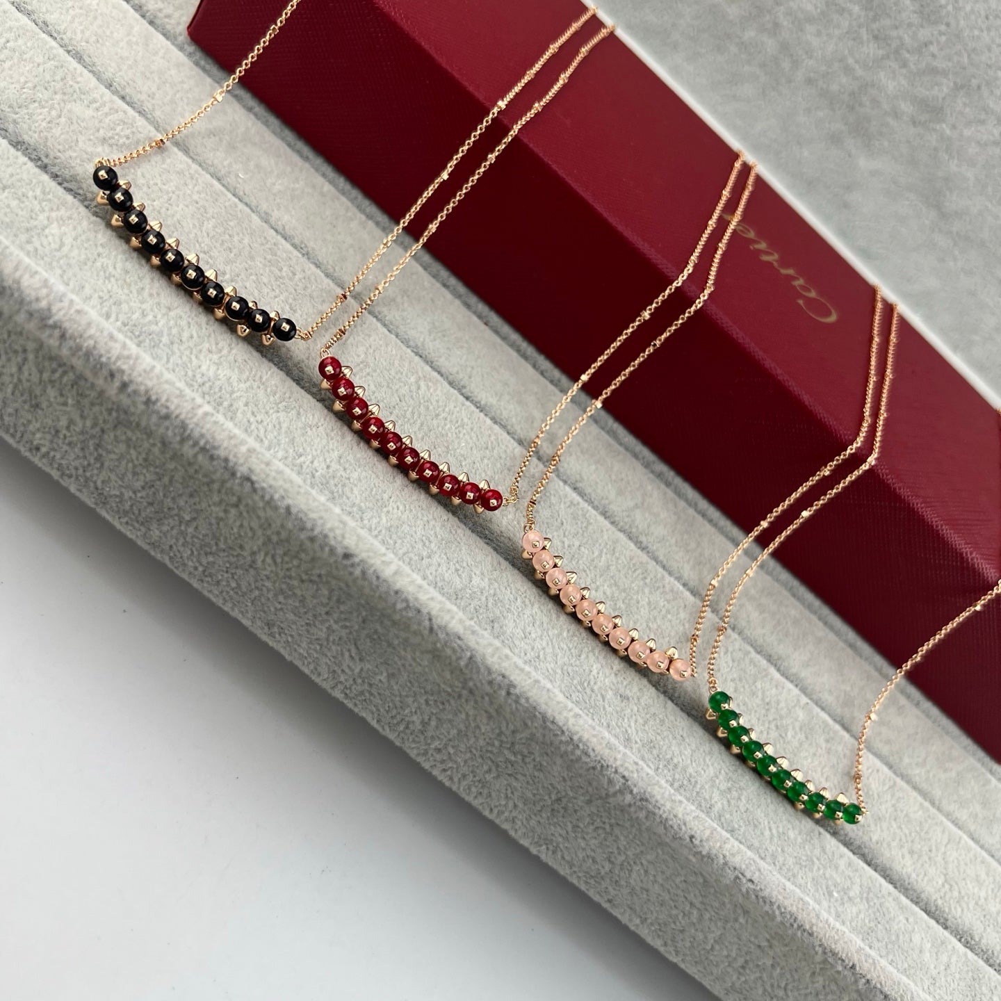 [LUXE]NEW STUD COLORED GEM PENDANT NECKLACE