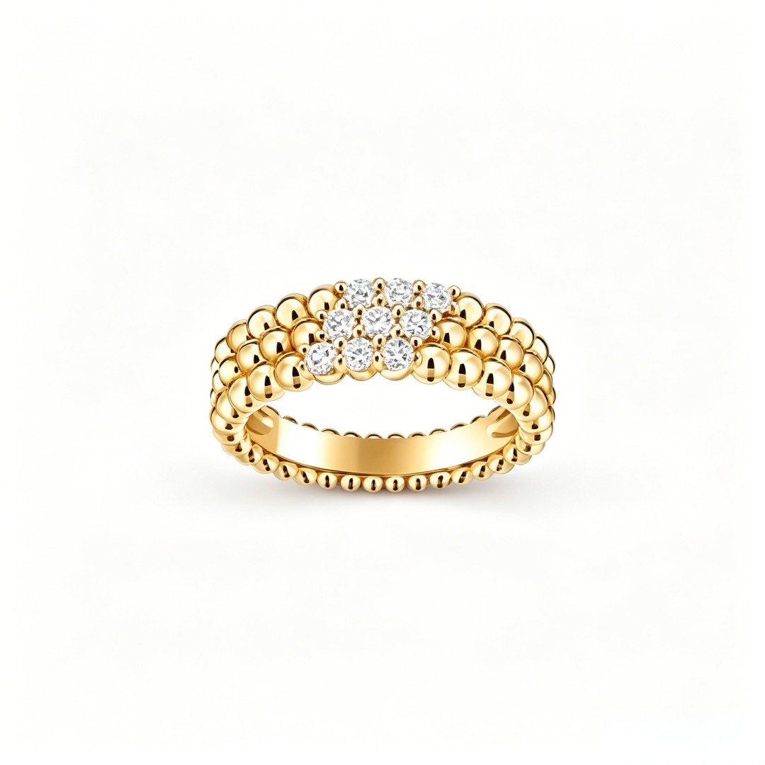 [LUXE] THREE-ROW DIAMOND RING