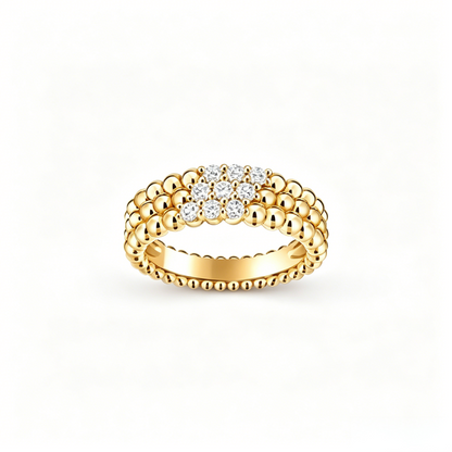 [LUXE] THREE-ROW DIAMOND RING