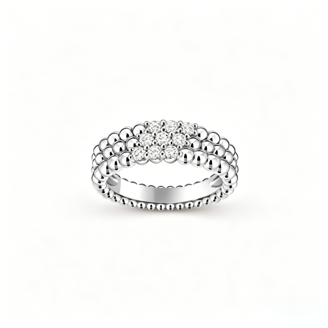 [LUXE] THREE-ROW DIAMOND RING