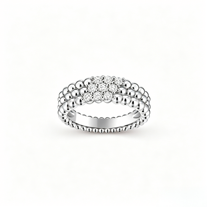 [LUXE] THREE-ROW DIAMOND RING