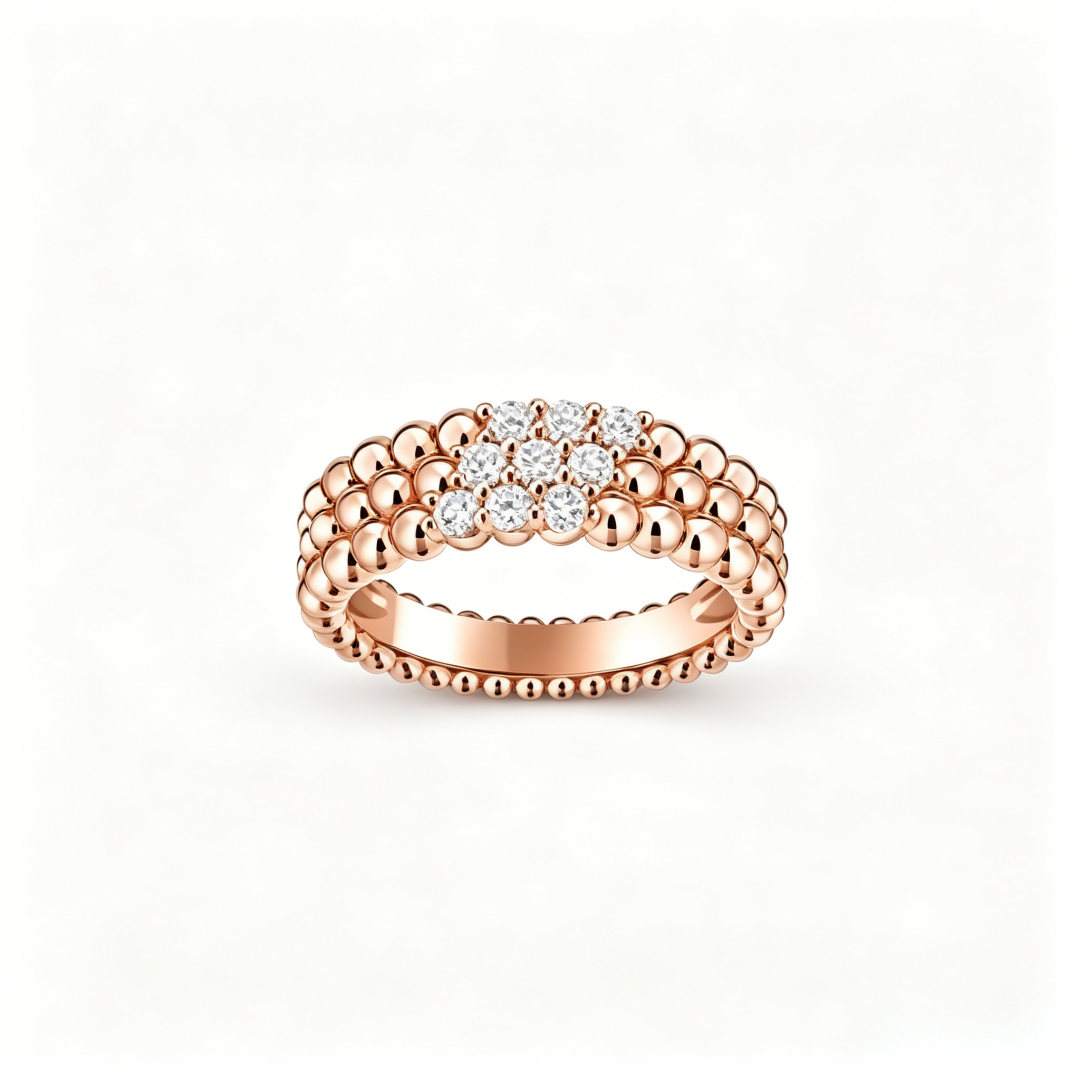 [LUXE] THREE-ROW DIAMOND RING