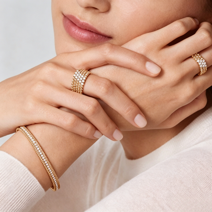 [LUXE] THREE-ROW DIAMOND RING