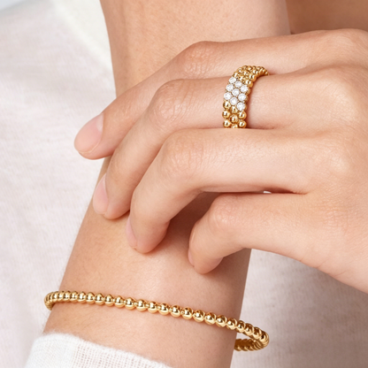[LUXE] THREE-ROW DIAMOND RING