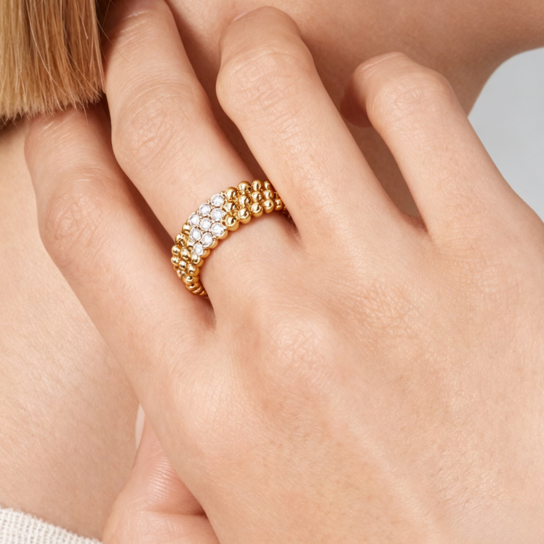 [LUXE] THREE-ROW DIAMOND RING