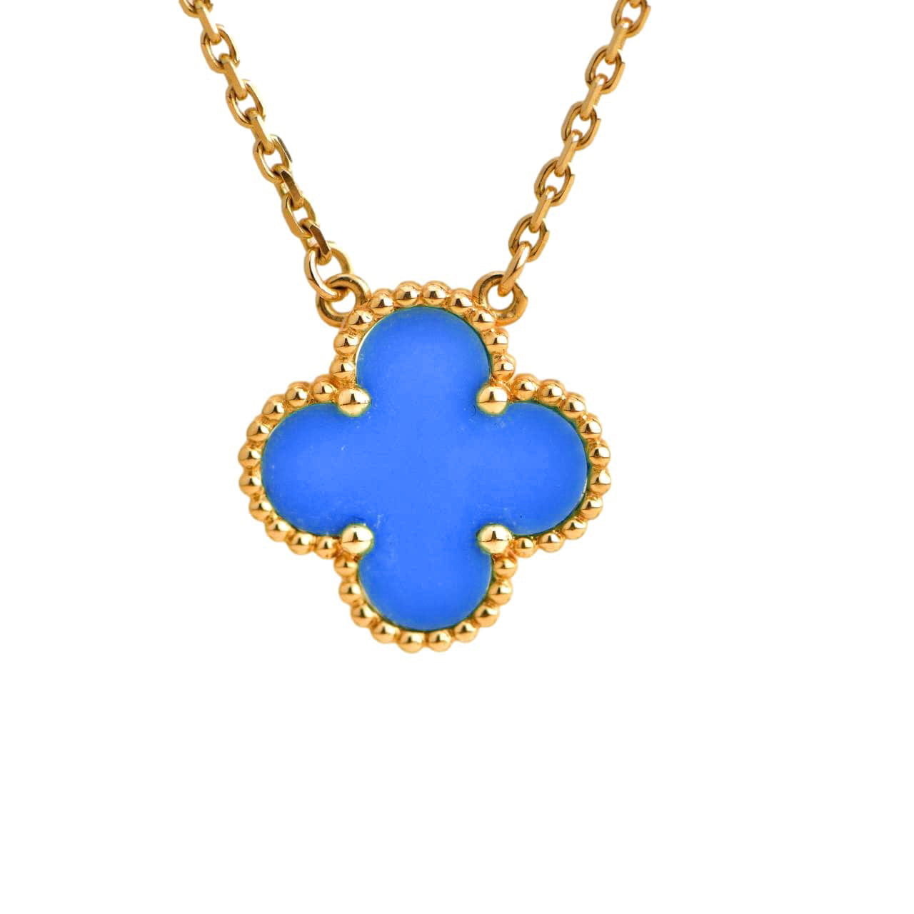 [LUXE]CLOVER 15MM BLUE AGATE NECKLACE