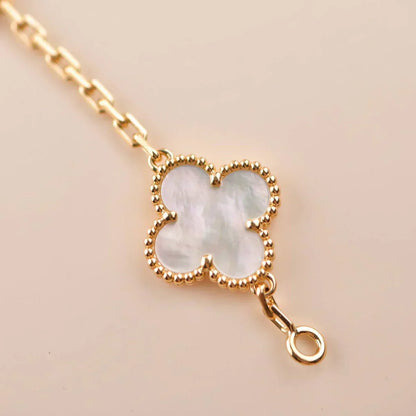 [LUXE]CLOVER WHITE PEARL MOP 5 MOTIF BRACELET COLLECTION