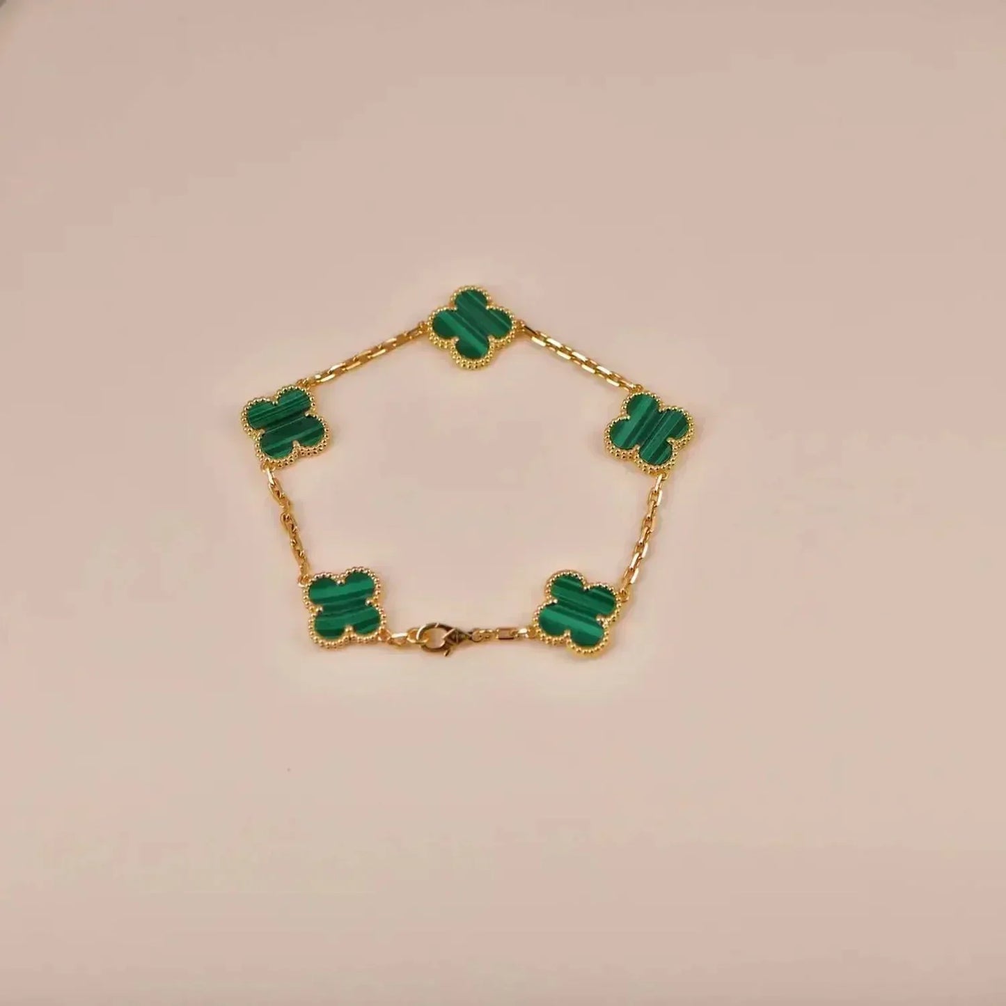 [LUXE] CLOVER 5 MOTIF MALACHITE BRACELET COLLECTION