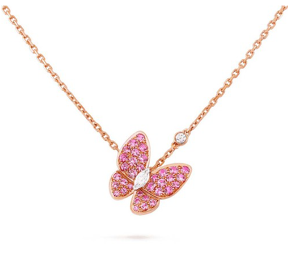 [LUXE]BUTTERFLY RED DIAMOND ROSE GOLD NECKLACE