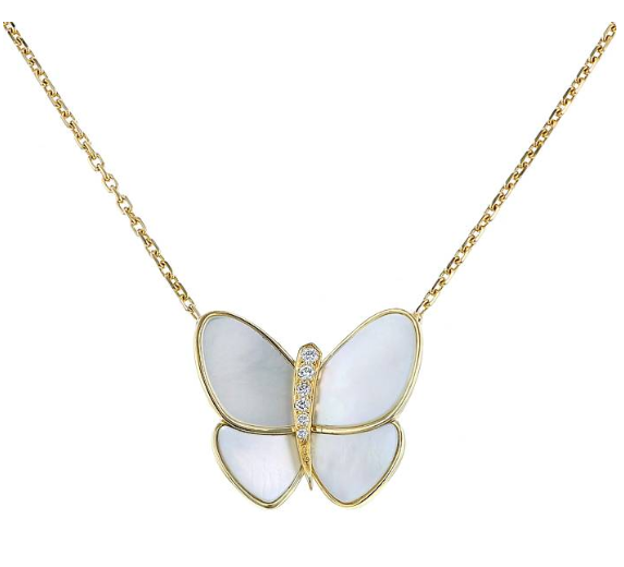 [LUXE]BUTTERFLY GOLD MOP DIAMOND NECKLACE