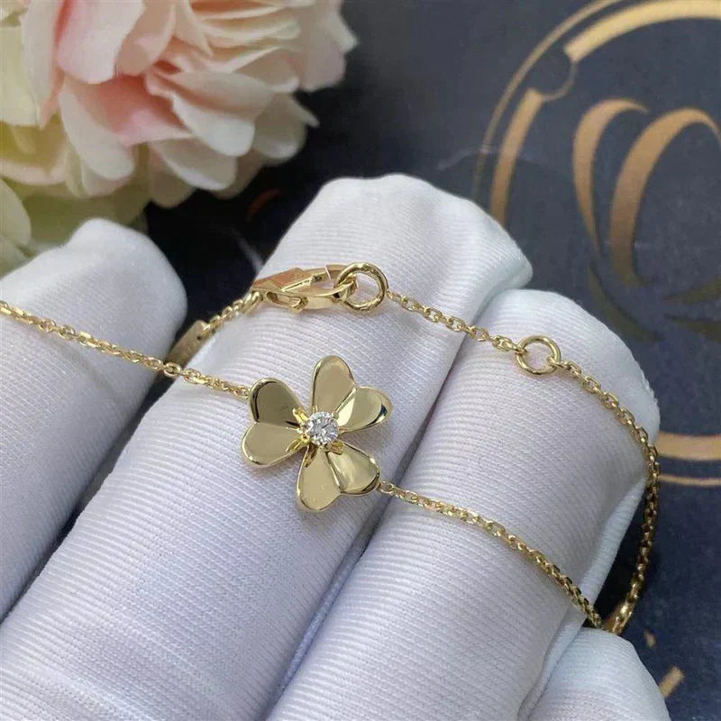 [LUXE]FRIVOLE GOLD FLOWER PINK MALACHITE BRACELET