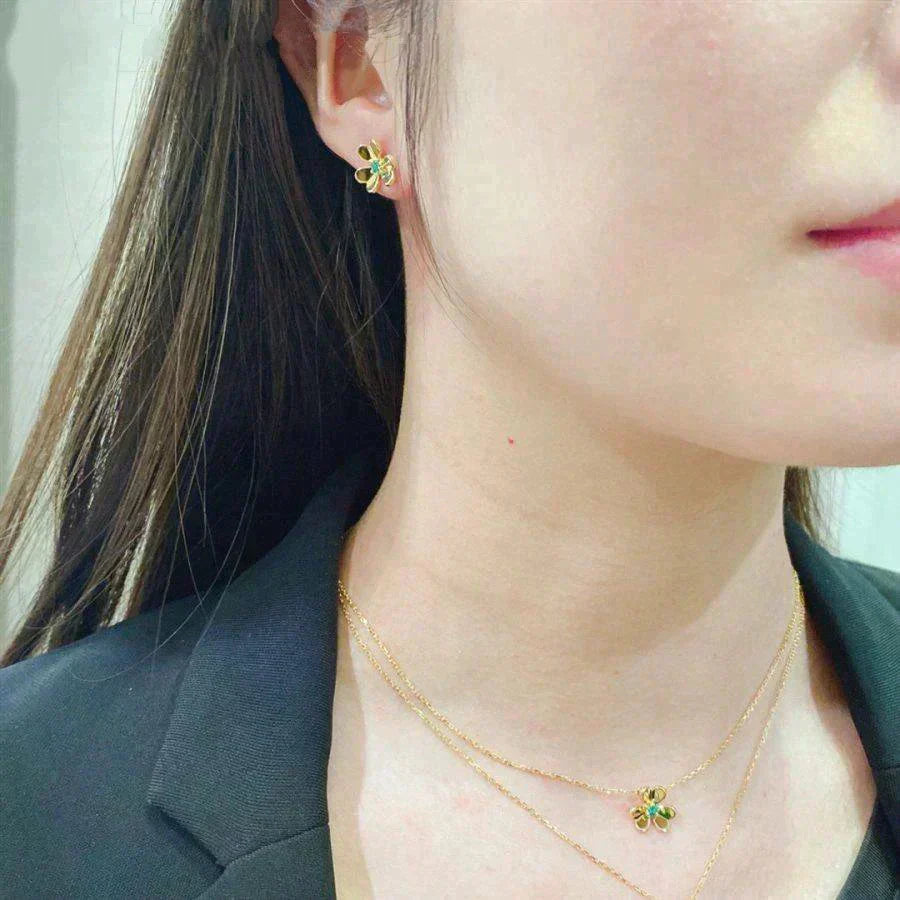 [LUXE]FRIVOLE  FLOWER MALACHITE EARRINGS