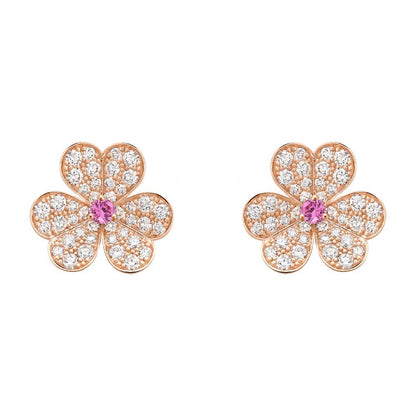 [LUXE]FRIVOLE PINK GOLD FLOWER DIAMOND EARRINGS