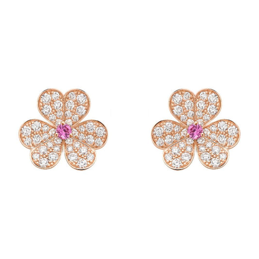 [LUXE]FRIVOLE PINK GOLD FLOWER DIAMOND EARRINGS