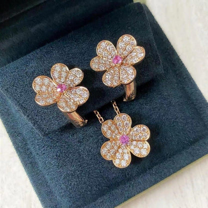 [LUXE]FRIVOLE PINK GOLD FLOWER DIAMOND EARRINGS