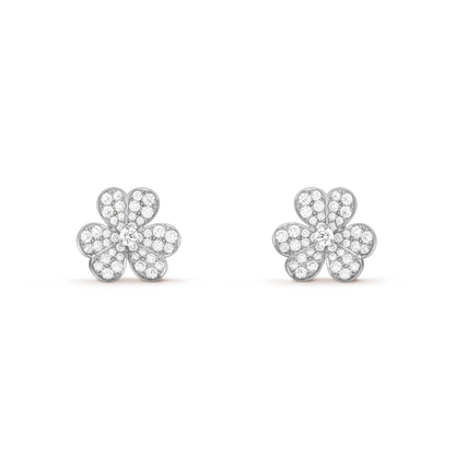 [LUXE]FRIVOLE SILVER FLOWER DIAMOND EARRINGS