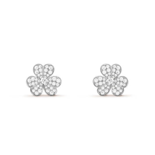 [LUXE]FRIVOLE SILVER FLOWER DIAMOND EARRINGS