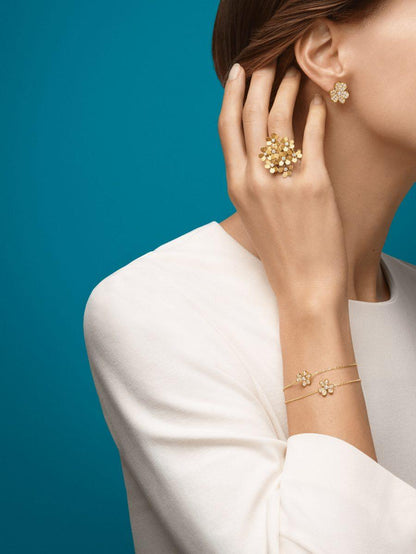 [LUXE]FRIVOLE GOLD FLOWER DIAMOND EARRINGS