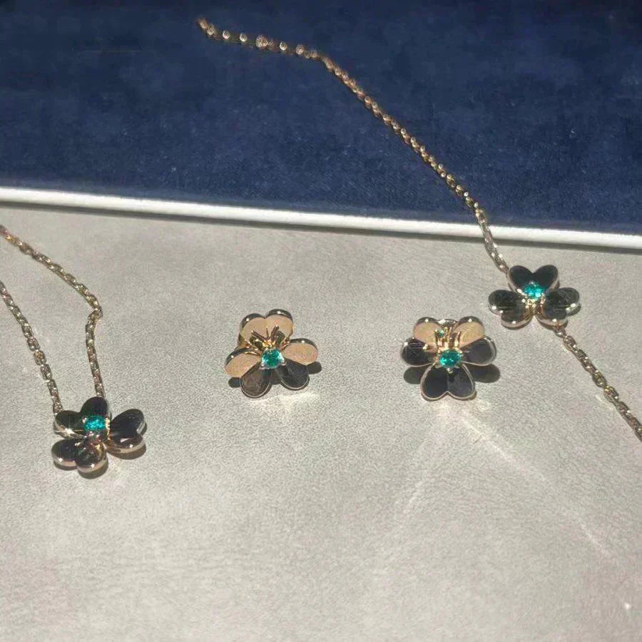 [LUXE]FRIVOLE  FLOWER MALACHITE EARRINGS