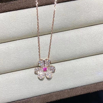 [LUXE]FRIVOLE ROSE GOLD FLOWER DIAMOND NECKLACE
