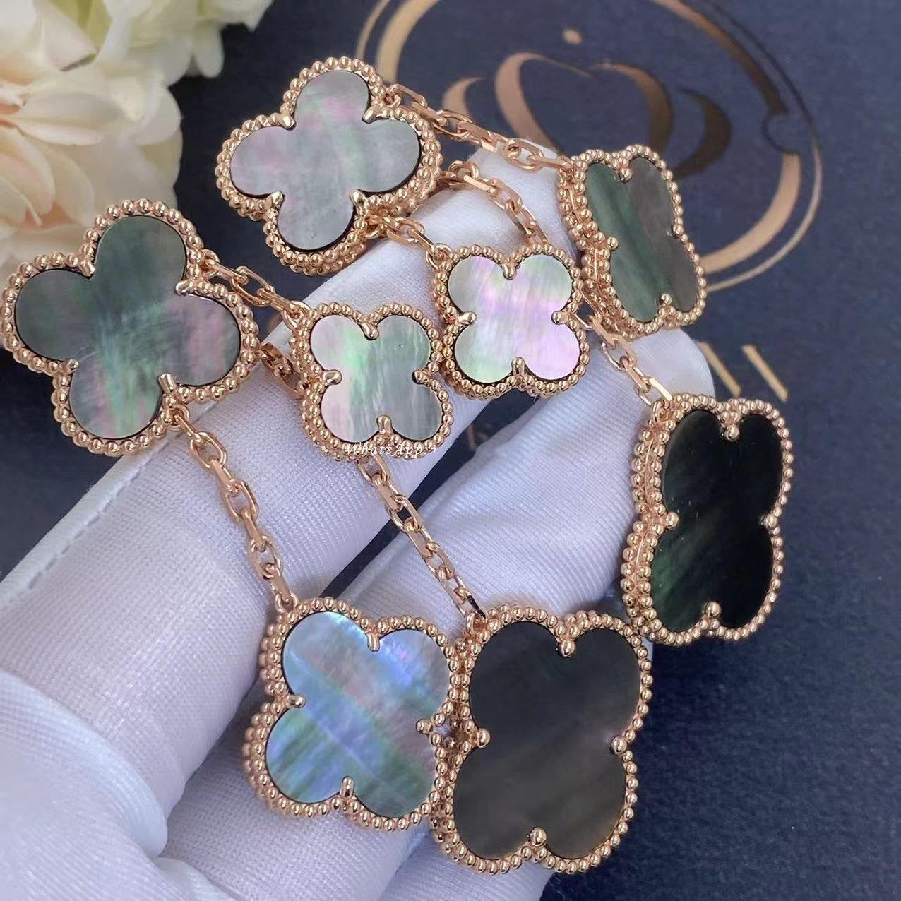 [LUXE]CLOVER EARRINGS DARK MOP 4 MOTIFS ROSE GOLD