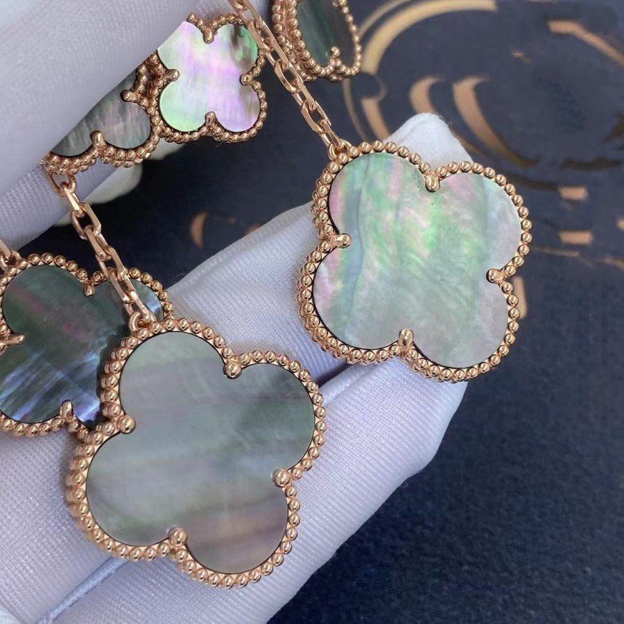 [LUXE]CLOVER EARRINGS DARK MOP 4 MOTIFS ROSE GOLD