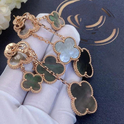 [LUXE]CLOVER EARRINGS DARK MOP 4 MOTIFS ROSE GOLD
