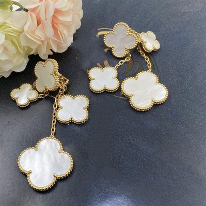 [LUXE]CLOVER EARRINGS WHITE MOP 4 MOTIFS GOLD