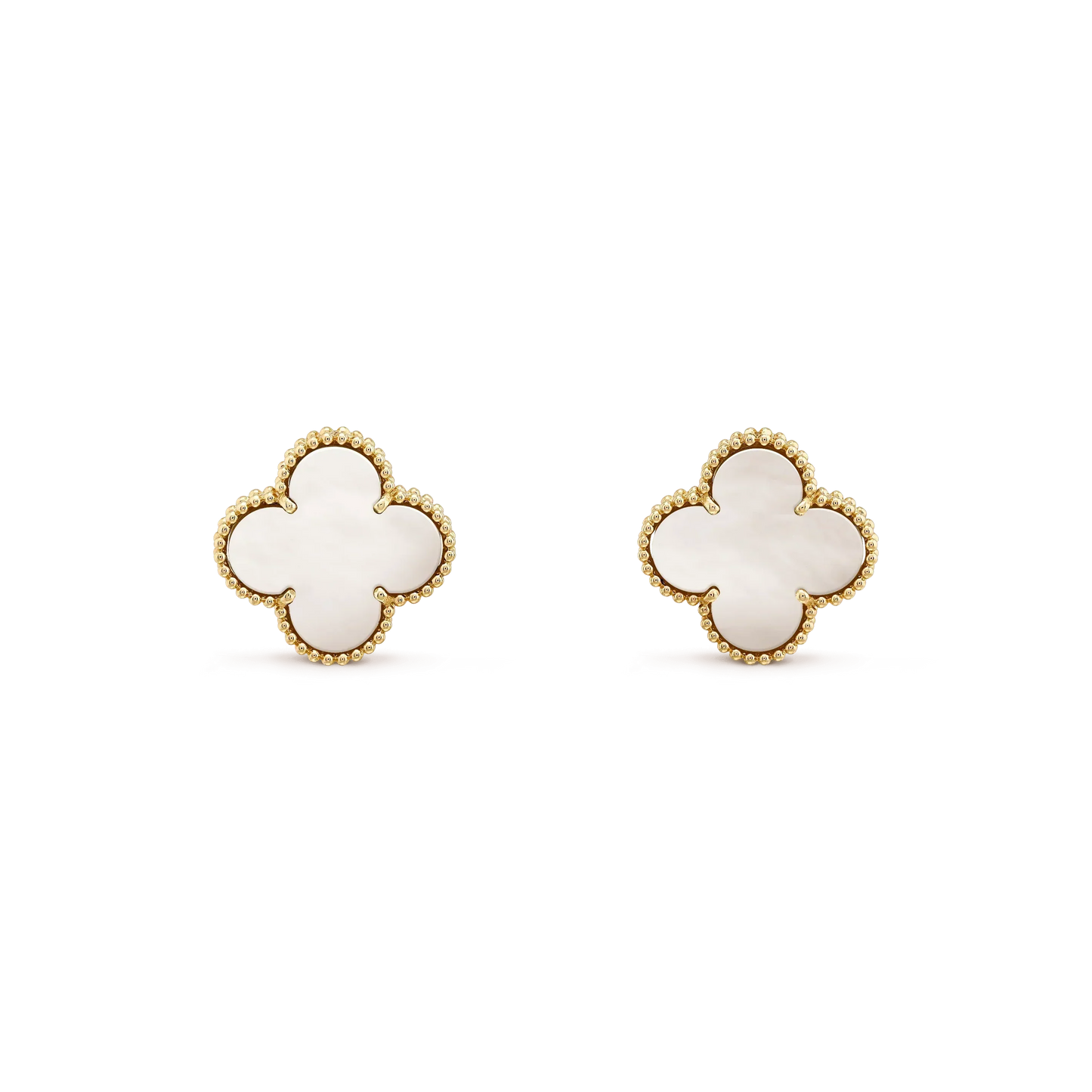 [LUXE]CLOVER MEDIUM 1 MOTIFS  WHITE MOP STUD EARRINGS