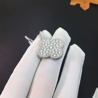[LUXE]CLOVER 25MM SILVER FULL DIAMOND BIG CLOVER NECKLACE