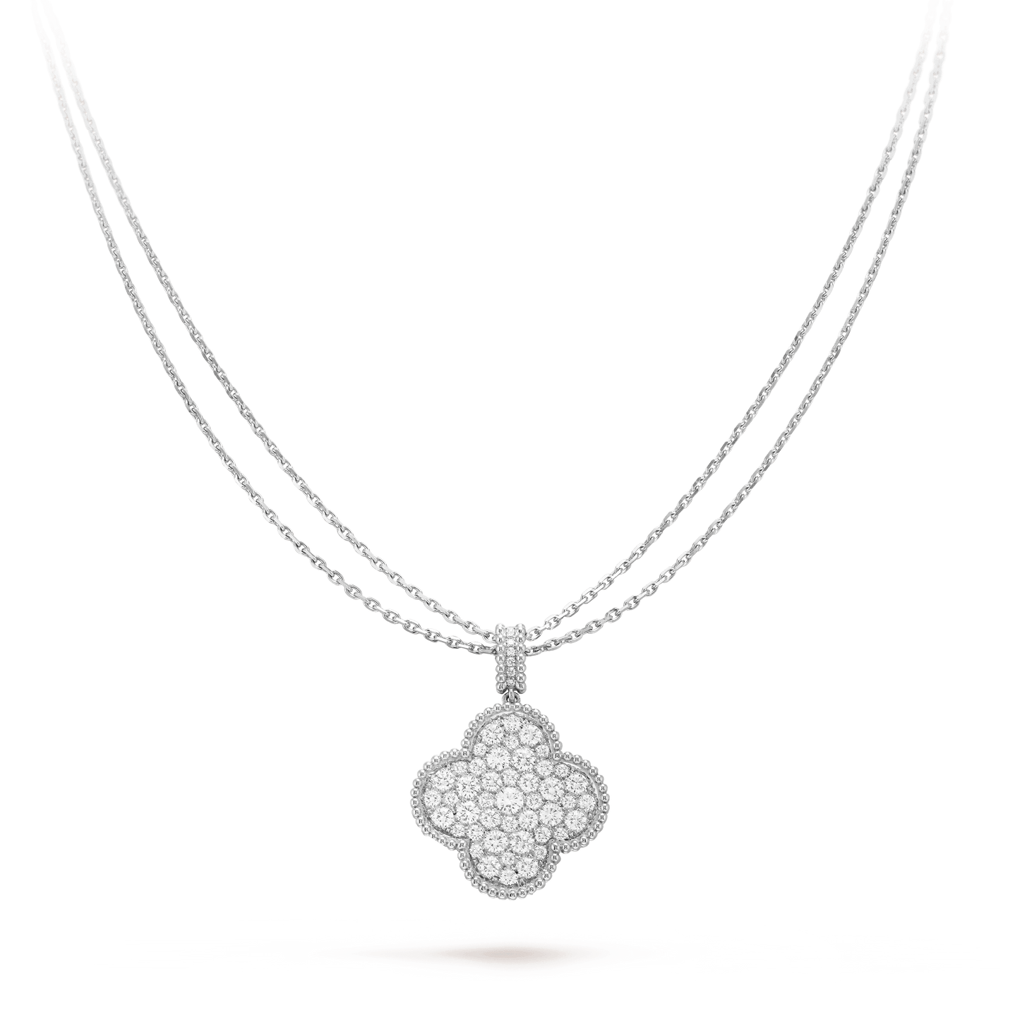 [LUXE]CLOVER 25MM SILVER FULL DIAMOND BIG CLOVER NECKLACE