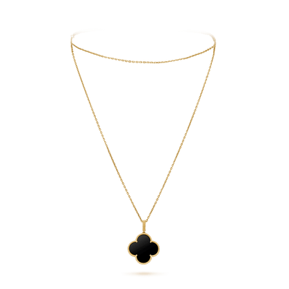 [LUXE]CLOVER 25MM GOLD ONYX BIG CLOVER NECKLACE