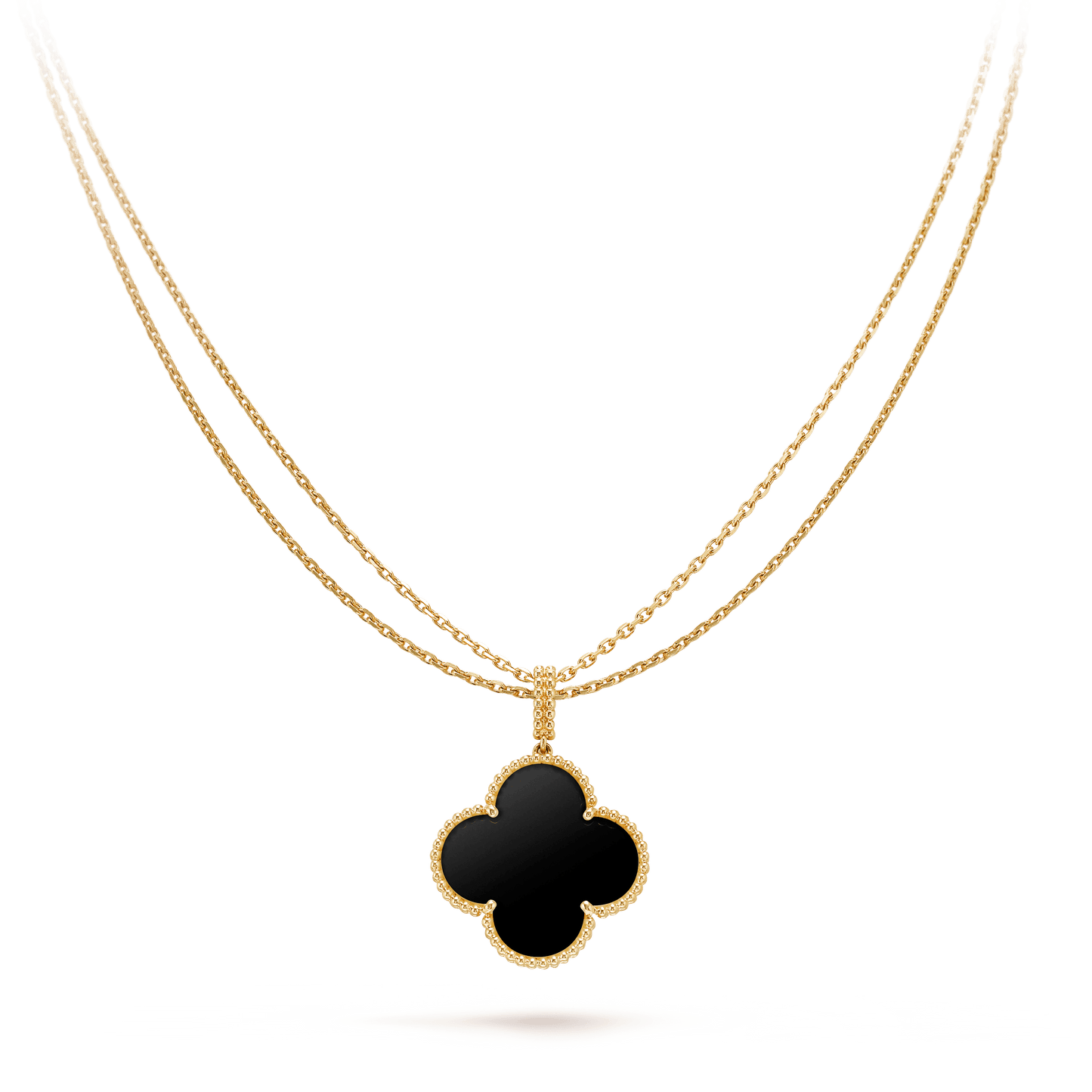 [LUXE]CLOVER 25MM GOLD ONYX BIG CLOVER NECKLACE