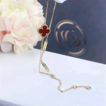 [LUXE]CLOVER  CARNELIAN SINGLE FLOWER BRACELET