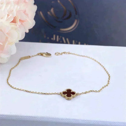 [LUXE]CLOVER  CARNELIAN SINGLE FLOWER BRACELET