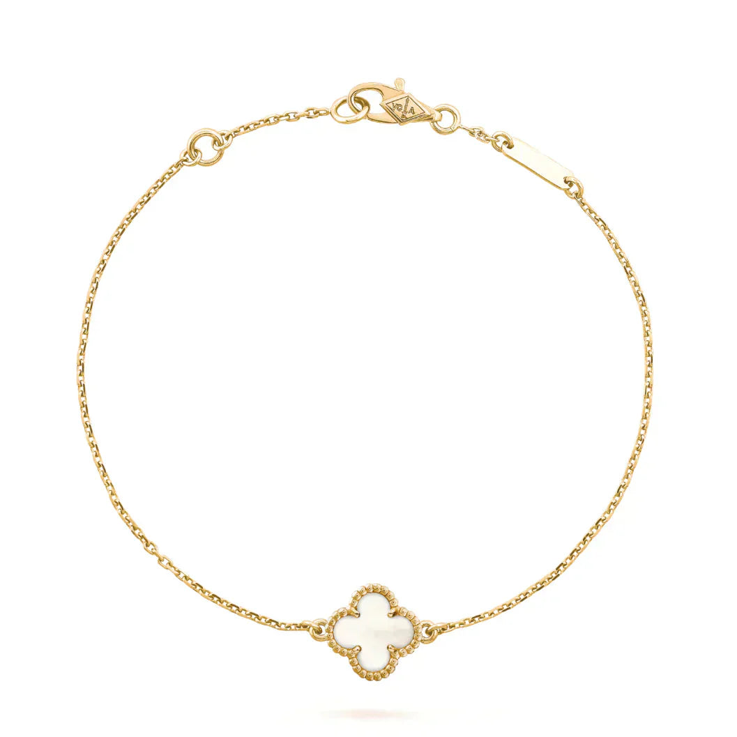 [LUXE]CLOVER WHITE MOP SINGLE FLOWER BRACELET