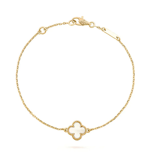 [LUXE]CLOVER WHITE MOP SINGLE FLOWER BRACELET
