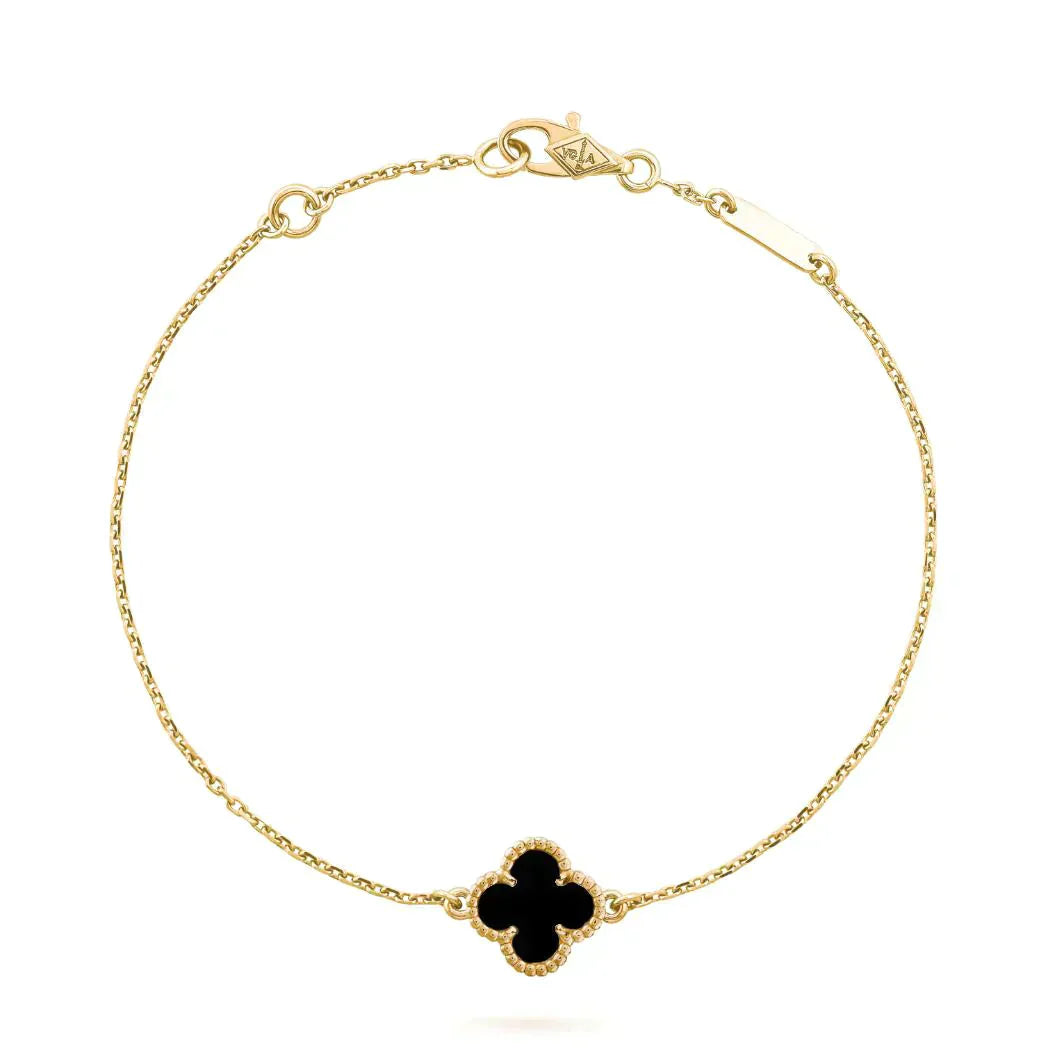 [LUXE]CLOVER ONYX SINGLE FLOWER BRACELET
