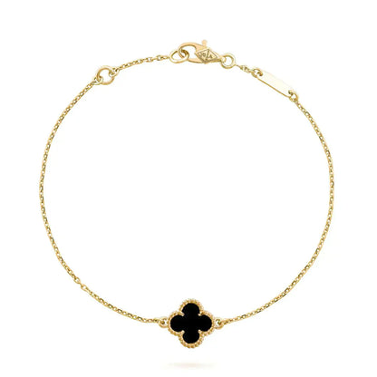 [LUXE]CLOVER ONYX SINGLE FLOWER BRACELET